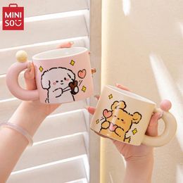 Mugs MINISO 2024 Creative Love Puppy Couple Water Cup Office Coffee Tea Ceramic Cups Holiday Gift
