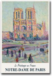 キャンバスウォールアートポスターノートレパリ旅行ポスターヴィンテージフランスの旅行アート魅力的なヴィンテージフランスの旅行がパリを時代を超越した旅に出発する