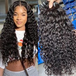 High Quality Water Wave Raw Human Hair Bundles 3 Pieces Top Quality Fashion Peruvian Indain cambodian Brazilian Remy Virgin Hair Extens Vkop