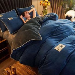 Bedding sets WOSTAR Winter warm solid velvet duvet cover 220x240 comforter flannel luxury double bed quilt bedding set king size H240521 5MKH