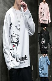 Japan Cartoon T Shirt Men Casual Hip Hop Printed Shirts Autumn High Street Tops Fleece Long Sleeve T-shirt2323991