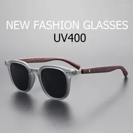 Sunglasses Unisex Fashion Square Vintage Outdoor Ultralight Sunshade Glasses Men Women Large Wooden Frame UV400 Eyewear