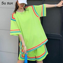 Women's Tracksuits Casual Oversized Short Pants Sets Women Y2k Clothes 2024 Arrivals Korean Pullover Sleeve T-shirt Matching