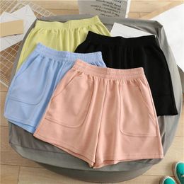 Women's Shorts Casual Women Gym Workout Streetwear Short Pants High Waisted Black Ladies Femme Wide Leg