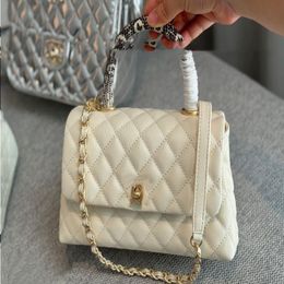 10A Fashion Black Gold Mirror Quality Designer Small Coco Flap Bag 23cm 12A Handle Handbags Womens Genuine Luxurys Caviar Quilted Purse Fgrm