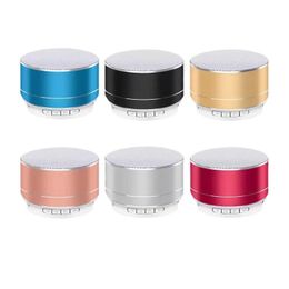 Mini Portable Bluetooth Speakers A10 Wireless Speaker cracks Metal Subwoofer Handsfree HD Sound with FM TF Card Slot LED Audio Player for Home Travel MP3 Tablet PC