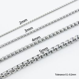 100% Stainless Steel Chain For Jewellery 2 3 4 5mm Square Rolo Box Chains By The Metre DIY Metal Chain Necklace Wholesale No Clasp 212o