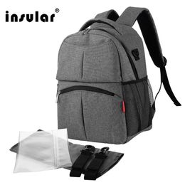 Diaper Bags Insulated solid Colour baby diaper replacement backpack multifunctional baby mother bag waterproof baby diaper cart backpack d240522