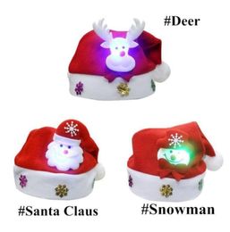 1pcs Kids LED Christmas Hat Santa Claus Reindeer Snowman Xmas Gifts Cap New Fashion Chrismas Hats5417607