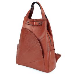 Backpack Brown Real Leather Women School Cowhide Female Mochila Shoulder Bags For Teenage Girls