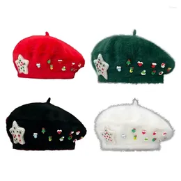 Berets Girls Y2K Painter Hat Christmas Festive For Autumn Winter Beanie Daily Wear