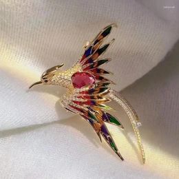 Brooches Enamel Phoenix Bird For Women Unisex Colorful Rhinestone Crystal Flying Beauty Birds Party Brooch Pin Animal Jewelry