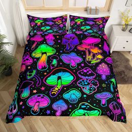 Bedding sets Colourful Mushroom Comforter Set Twin Size Kids Quilt Bed for Boys Girls Adult with 1 and 2 cases H240521 1AOJ