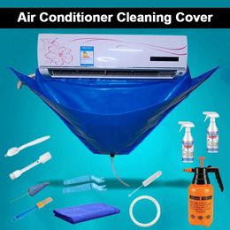 Air Conditioner Cleaning Cover Kit With Waterproof Bag Washing Tool Brush Philtre Clean Spray Below 110CM Protective Dust Set 240522