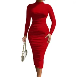 Casual Dresses Women Turtleneck Black Sexy Bodycon Maxi Dress 2024 Winter Streetwear Costume Going Out Robe