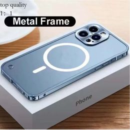 Nfc Phone Case Metal Magnetic Cases Aluminium Alloy Frame For Wireless Charging Phone Case For Iphone 15 14 13 12 11 Pro Mini Max Translucent Matte Cov 380