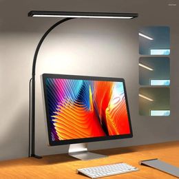 Table Lamps LED Desk Lamp For Office Home Eye-Caring Light With Stepless Dimming Adjustable Flexible Gooseneck 10W USB Adapter