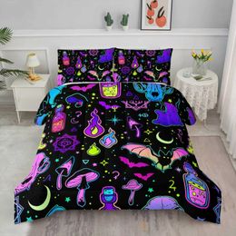 Bedding sets Colorful Mushroom Comforter Set Twin Size Kids Quilt Bed for Boys Girls Adult with 1 and 2 cases H240521 HT2P