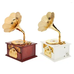 Decorative Figurines Hand Crank Music Box Creative Desktop Ornament Exquisite Manual Classic Antique Wooden Eco-friendly For Birthday