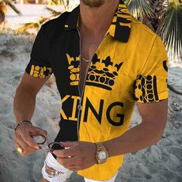 Men's Polos 2022 New Summer Mens Casual Short-Slved PoLo T-shirt Zipper Cardigan 3D Print S-6XL XX and King Letter Theme T240522