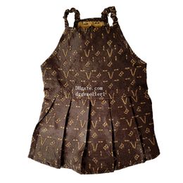 Classic Old Flower Letter Pattern Dog Clothes Brand Dog Apparel Designer Dog Dress Summer Cat Princess Suspender Costume Luxurious Puppy Jacquard Skirt Brown S A557