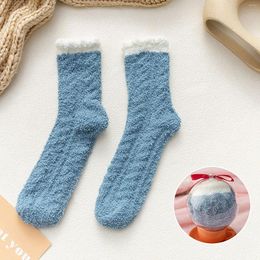 Women Socks Birthday With Velvet And Thickened Coral Acrylic Christmas For Men Knee High Pack