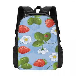 School Bags Strawberries Daisies Simple Stylish Student Schoolbag Waterproof Large Capacity Casual Backpack Travel Laptop Rucksack