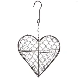 Decorative Flowers Heart Shape Iron Wire Wreath Metal Frame Succulent Pot Pots For Plants Garland Hanging Basket