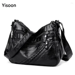 Shoulder Bags Black Women Retro Handbag PU Leather Soft Crossbody Totes Underarm Top Bag Female Small Messenger