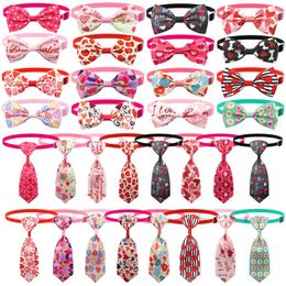 Dog Apparel 50/100 Pcs Valentine's Day Bows Adjustable Collars Cat Grooming Loving Heart Bowties Puppy Neckties Bow Ties