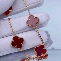 Classic Fashion Charm Van Bracelet Gold High Edition Five Flower Clover Bracelet Female White Fritillaria Red Agate Diamond Lifting Live Broadcast 20Q2