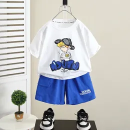 Clothing Sets Kids Short Sleeve Top Bottom Outfits Tracksuit Summer Teenage Boys Clothes Set Children Girls Letter Tshirt And Shorts 2pcs
