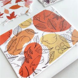 Soft Clay Watercolor Transfer Paper Autumn Leaves Floral Printing Transfer Papers Polymer Clay Earring Jewelry Making Decor Tool