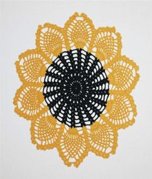 Yellow And Black Crochet Doily, Doilies, Pineapple Doily, Cotton Doily, Table Topper, 13.2 inches5455700