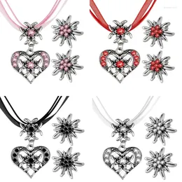 Necklace Earrings Set Heart Edelweiss Wedding Bridals Elegant Austrian Choker Fashion