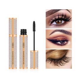 Sdotter 4D Waterproof Curly Flash Diamond Silk Fiber Mascara For Eyelash Extension Liquid Black Thick Eye Lashes Cosmetics T 240522