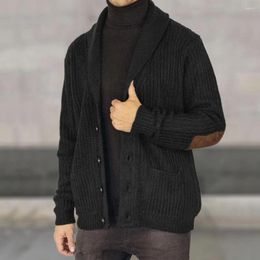 Men's Sweaters Cardigan Coat With Pockets Faux Suede Spliced Arm Thick Warm Knitted For Men Winter