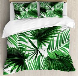 Bedding sets Palm Leaves Comforter Cover Duvet Tropical Set Quilt for Men Women White 3 Pcs Queen King Size H240521 XQNO