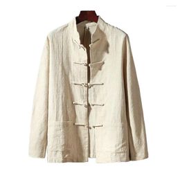 Men's Jackets Button Up Coat Jacket Top Male Cardigan Traditional Chinese Style Tai Chi Tang Suit Uniform