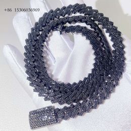 Guangzhou Shining Jewelry 10Mm Sterling Sier Hip Hop Iced Out Black Moissanite Cuban Chain