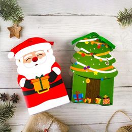 Gift Wrap 5pcs Christmas Favour Candy Box Square Santa Claus Party Chocolate Biscuit Packaging Happy S Supplies Xmas