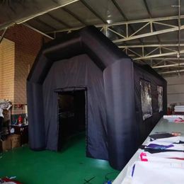 Tents And Shelters 6x4x3.6m Black Inflatable Tent With Projector Screen Vecro Window For Home Garden Backyard Theatre Party Rectangular