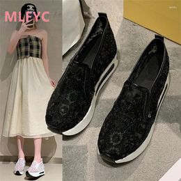 Casual Shoes Single Shoe Women's Summer Loafers Foot Covers High Heels Elevated Sponge Cake Ladies Flat