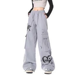 American street hip-hop graffiti sports pants womens thin and versatile loose casual pants jazz street dance pants