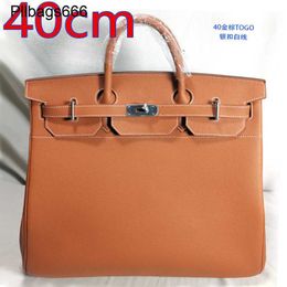 Tote Bag 40cm Hac Handbags Large Hac Platinum Full Leather Canvas Unisex Handbag Capacity Cowhide Mens Travel