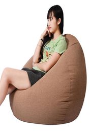 Children039 s Chairs without Filling Linen Cloth Cover Sofas Lazy Lounger Cover Baby Seat Bean Bag Sofa Living Room9842813