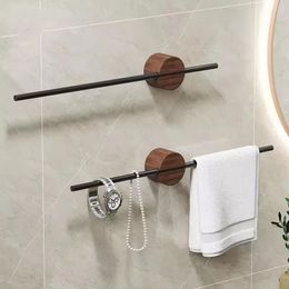 40/50cm Wood Towel Rack Towel Hanger Bath Towel Holder Wall Hanging Towel Bar Space Aluminium Bathroom Shelf Kitchen Storage Rack 240522
