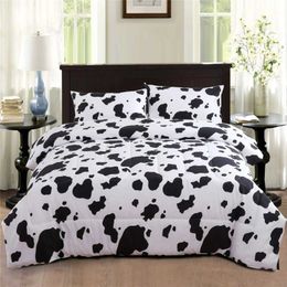Bedding sets Cow Print Duvet Cover Twin Size 3 Pieces Set with 2 cases Black and White Comforter Bedroom Decor H240521 2AU9
