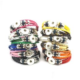 Charm Bracelets Fashion New 6 Styles Diy Mtilayer Leather Noosa Chunk 18Mm Metal Button Bracelet Snap Jewellery Drop Delivery Dhln2