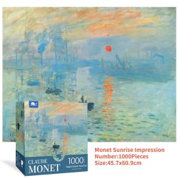 Monet 1000 Pieces Jigsaw Puzzle for Adults Kids Sunflowers Puzzle Toy Family Game Famous World Oil Painting Home Decoration